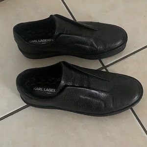 Brand new Karl Lagerfeld black leather sneakers